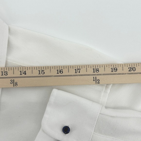 David Donahue Mens 16.5-32/33 White Knit Dress Shirt Trim Fit Long Sleeve - Picture 5 of 10
